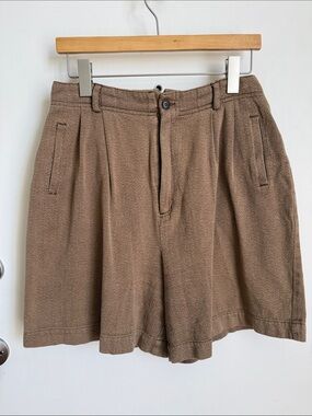 David Brooks High-Waisted Khaki Taupe Pleated Shorts